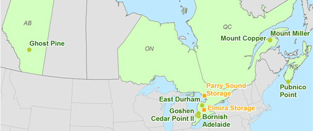 Map showing existing project locations Map showing existing project locations